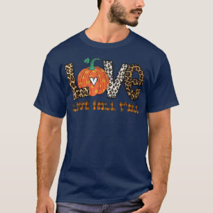 Camiseta Love Fall Yall Pumpkin Leopard Peace Love Otoño