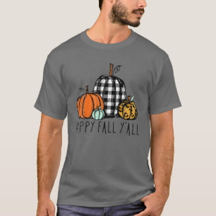 Camiseta Love Fall Y'all Pumpkin Leopard Plaid Halloween Fa