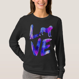 Camiseta Love Fila Brasileiro Watercolor Blue Dog Mom Dad