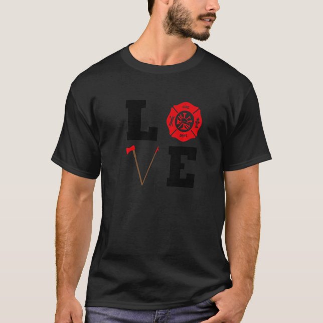 Camiseta Love Firefighter Cute Fireman Support (Anverso)