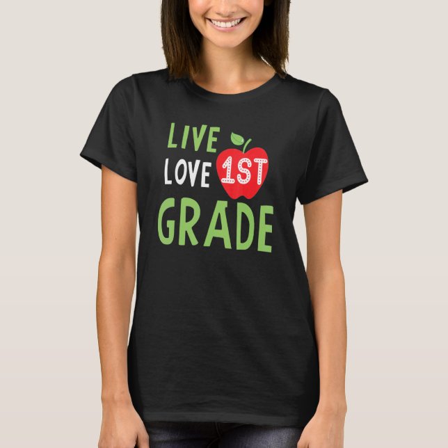 Camiseta Love First Grade Happy Fall Thanksgiving Women 1st (Anverso)