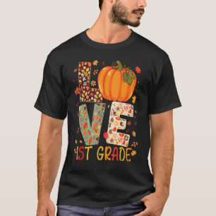 Camiseta Love First Grado Happy Fall Acción de Gracias a la