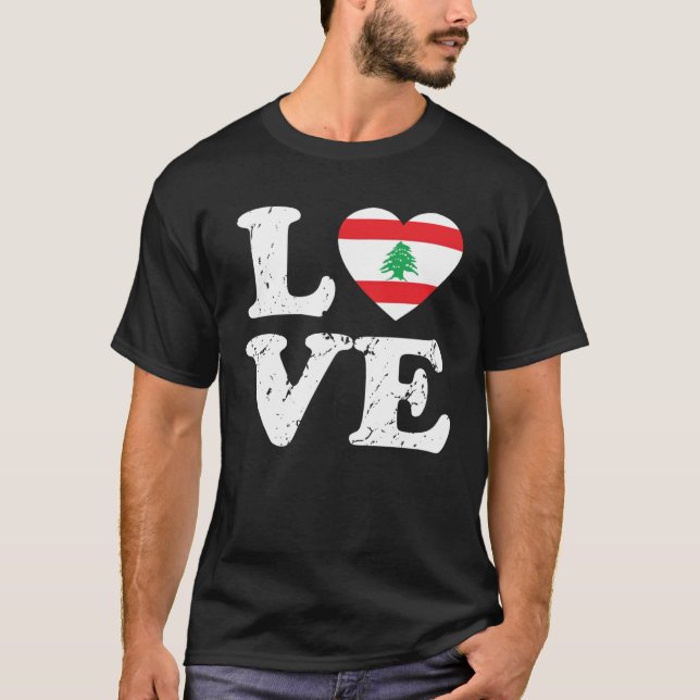 Camiseta Love Flag of Lebanon Costume Lebanese  Mom Dad (Anverso)