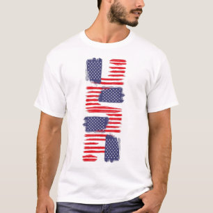 CAMISETA LOVE FLAG USA/EEUU TEXT BRUSH STROKE BY MASANSER P