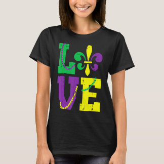 Camiseta Love Fleur Lis Louisiana Mardi Gras Mujeres Hombre
