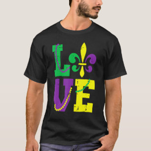 Camiseta Love Fleur Lis Louisiana Mardi Gras Mujeres Hombre