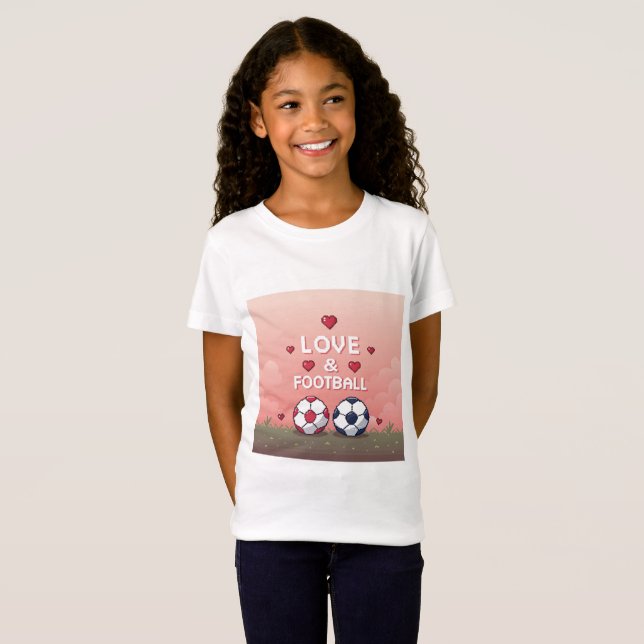 Camiseta Love & Football - Arte Pixelado (Anverso completo)
