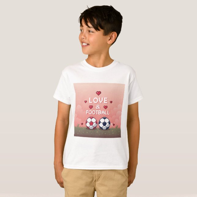 Camiseta Love & Football - Arte Pixelado (Anverso completo)