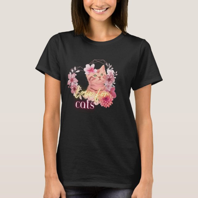 Camiseta Love for Cats Floral Kitten– Cute Pet Lover gift (Anverso)