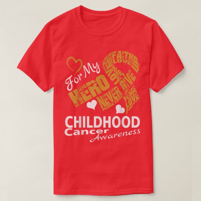 Camiseta Love for my Hero, CHILDHOOD Cancer Awareness Ribbo (Diseño del anverso)