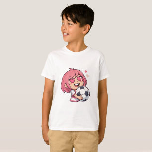 Camiseta Love for soccer kawaii anime design