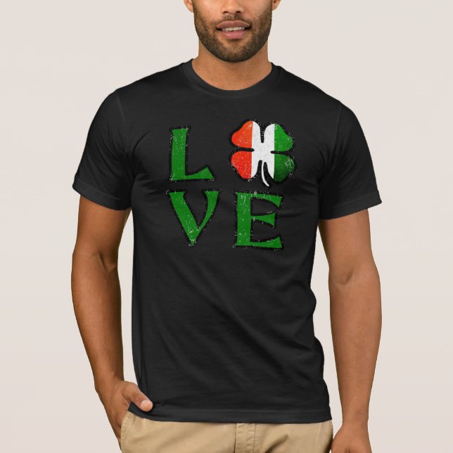 Camiseta Love Four Leaf Clover Irish Flag Día de San Patric (Anverso)