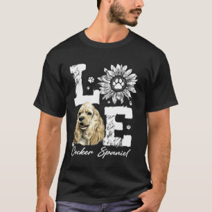 Camiseta Love Funny Cocker Spaniel Dog Paw Sunflower Lover