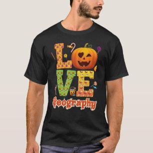 Camiseta Love Geography Teacher Pumpkin Halloween Sweeen Ca