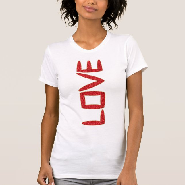 Camiseta Love Girly Red Purpurina Letters Gold Border (Anverso)