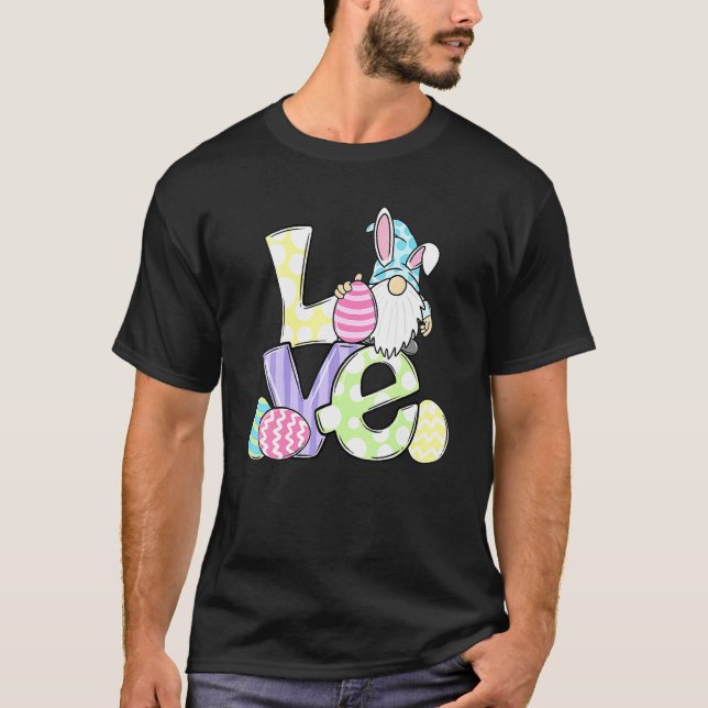 Camiseta Love Gnome Bunny Pastel Primavera Caza Huevos Cone (Anverso)