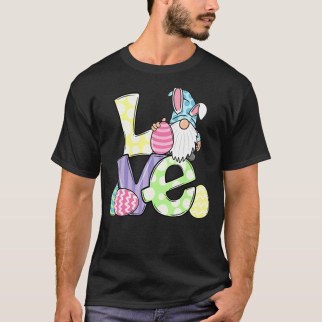 Camiseta Love Gnome Bunny Pastel Primavera Caza Huevos Cone (Anverso)