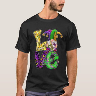 Camiseta Love Gnome Cute Mardi Gras Leopardo Plaid Love Nor