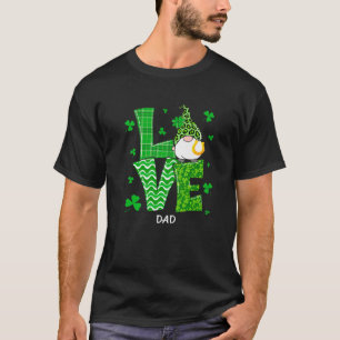 Camiseta Love Gnome Dad Shamrock Leopard Plaid St Patricks