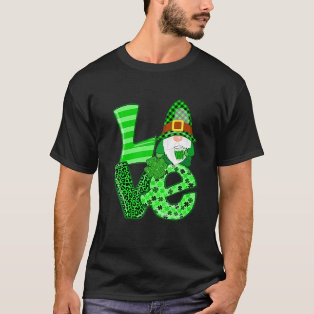 Camiseta LOVE Gnome Funny Irish Gnomies St Patrick's Day Lo (Anverso)