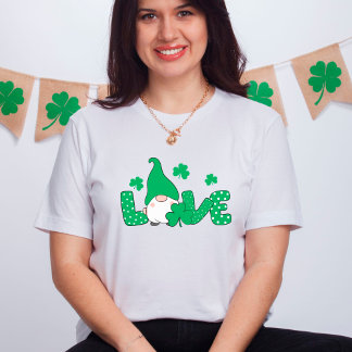 Camiseta Love Gnome Green Shamrock St. Patrick's Day