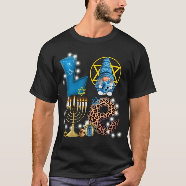 Camiseta LOVE Gnome Hanukkah Decoraciones Chanukah (Anverso)