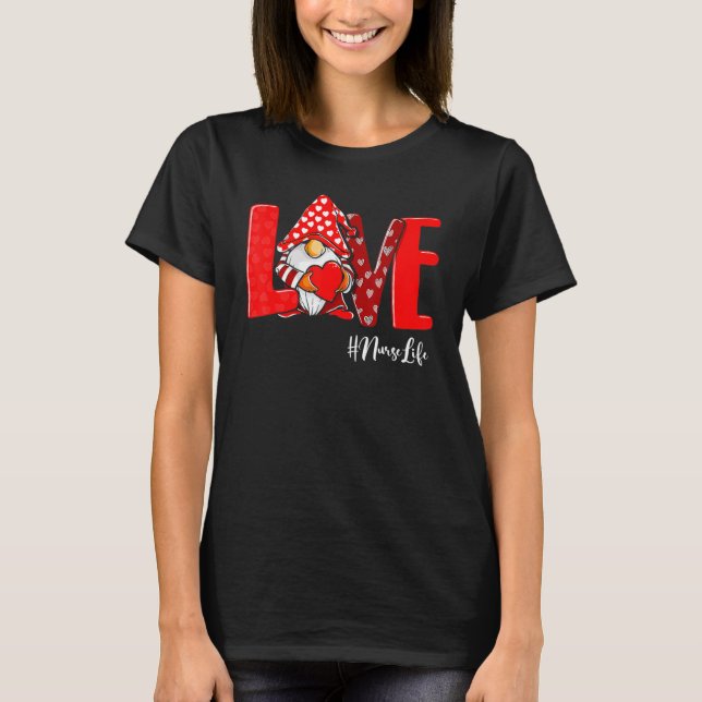 Camiseta Love Gnome Nurse Valentines Day (Anverso)