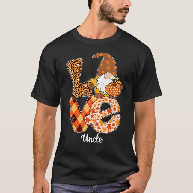 Camiseta Love Gnome Pumpkin Uncle Thankending Group Matchi (Anverso)