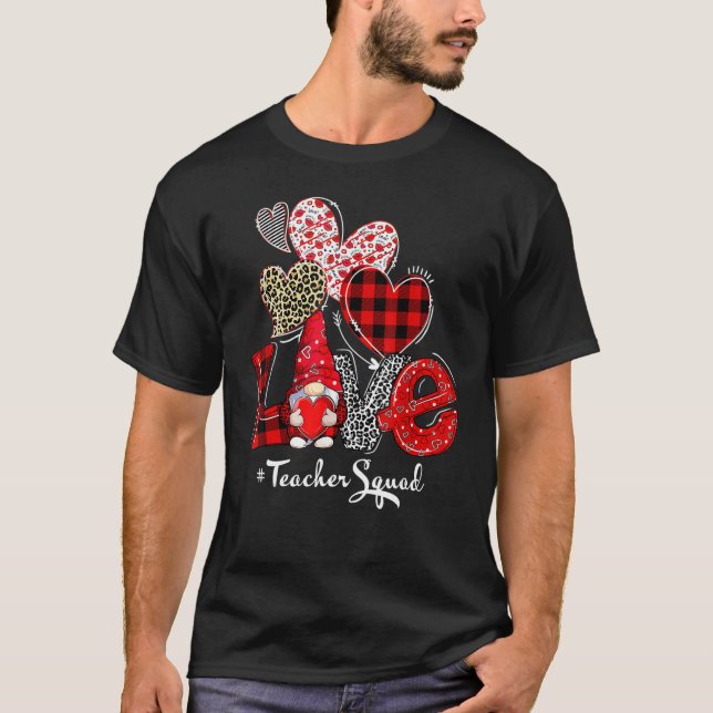 Camiseta Love Gnome Teacher Squad Happy Valentine Gnome Tea (Anverso)