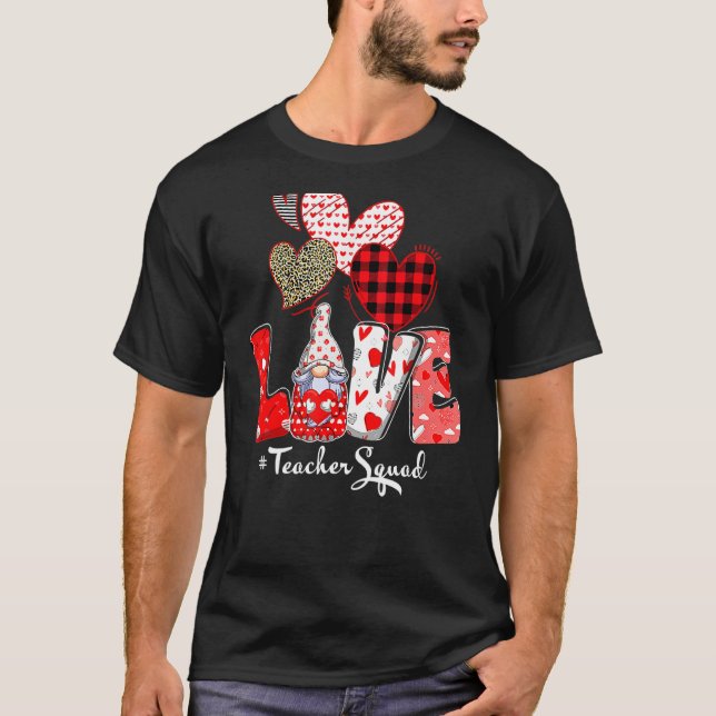 Camiseta Love Gnome Teacher Squad Happy Valentine Gnome Tea (Anverso)