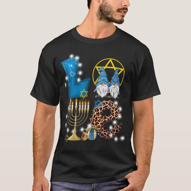 Camiseta LOVE Gnomes Hanukkah Decoraciones Chanukah (Anverso)