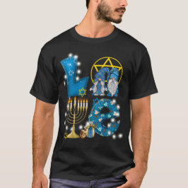 Camiseta LOVE Gnomes Hanukkah Decoraciones Chanukah