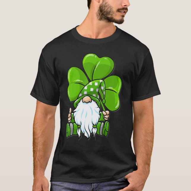 Camiseta Love Gnomes Irish Shamrock St Patrick's Day Four L (Anverso)