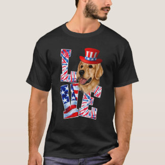 Camiseta Love Golden Retriever 4 De Julio Perro Patriótico 