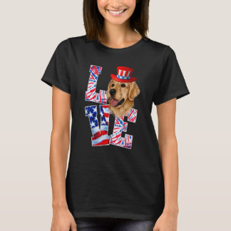 Camiseta Love Golden Retriever 4 De Julio Perro Patriótico 