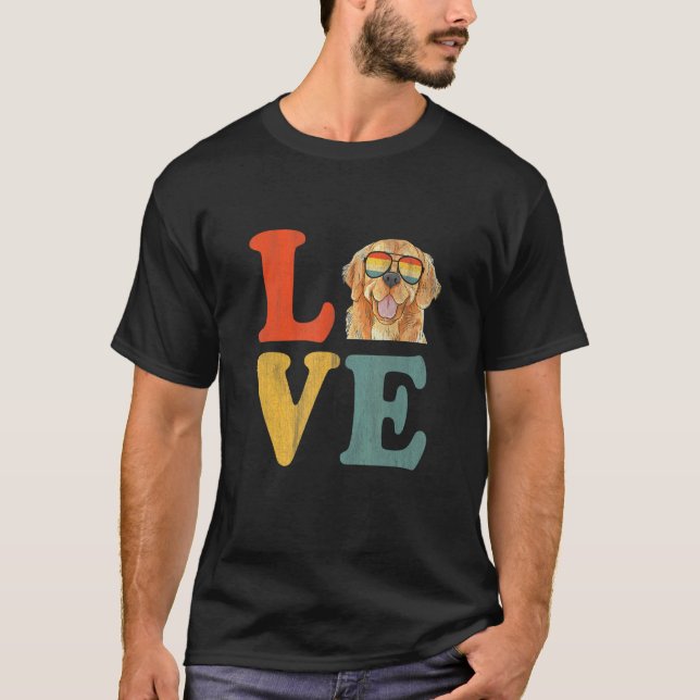 Camiseta Love Golden Retriever Retro For Men Women And Kids (Anverso)
