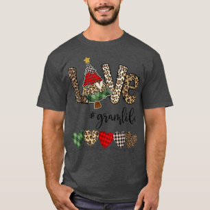 Camiseta Love Gram Life Heart Christmas Tree Leopard Plaid