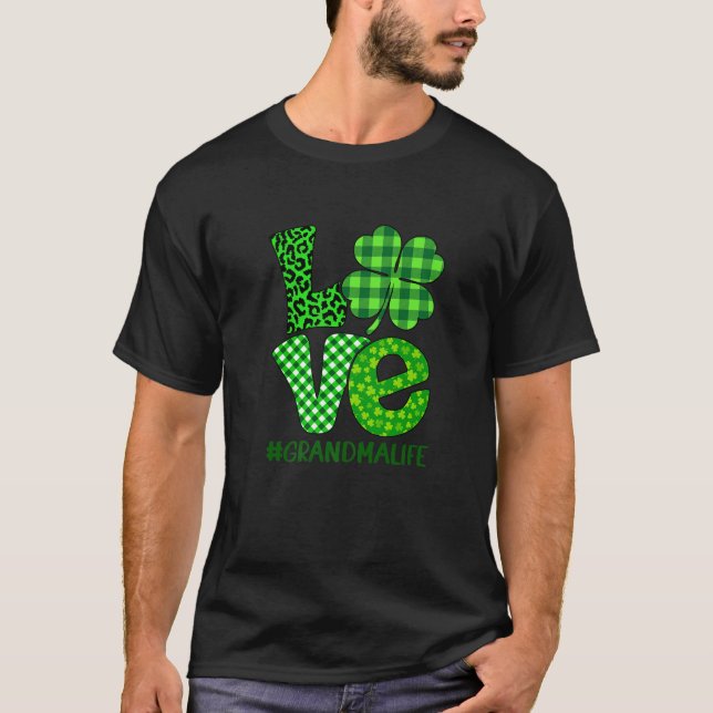 Camiseta LOVE Grandmalife Shamrock St Patrick's Day Leopard (Anverso)