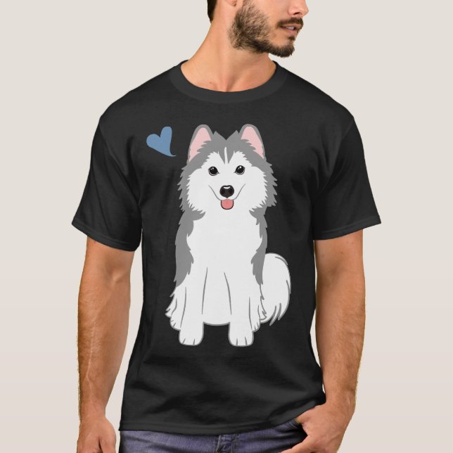 Camiseta Love Gray Pomsky Pomeranian Husky (Anverso)