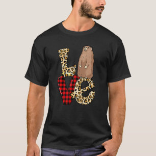 Camiseta Love Groundhog Leopard Heart Happy Groundhog Day W