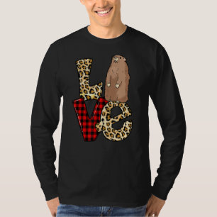 Camiseta Love Groundhog Leopard Heart Happy Groundhog Day W