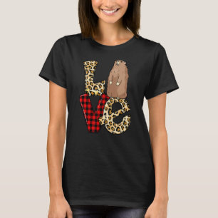 Camiseta Love Groundhog Leopard Heart Happy Groundhog Day W