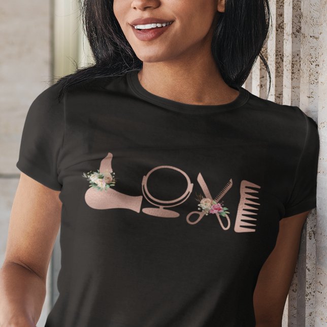Camiseta LOVE Hair Stylist Hairdresser Rose Gold Scissors (Subido por el creador)