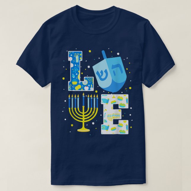 Camiseta Love Hanukkah Chanukah Menorah Pajama Fam (Diseño del anverso)