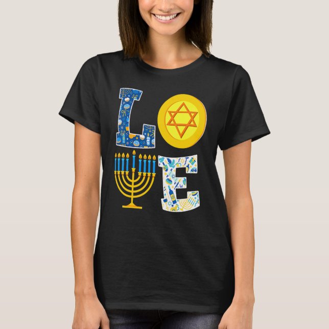 Camiseta Love Hanukkah   Chanukah Menorah Pajama Matching F (Anverso)
