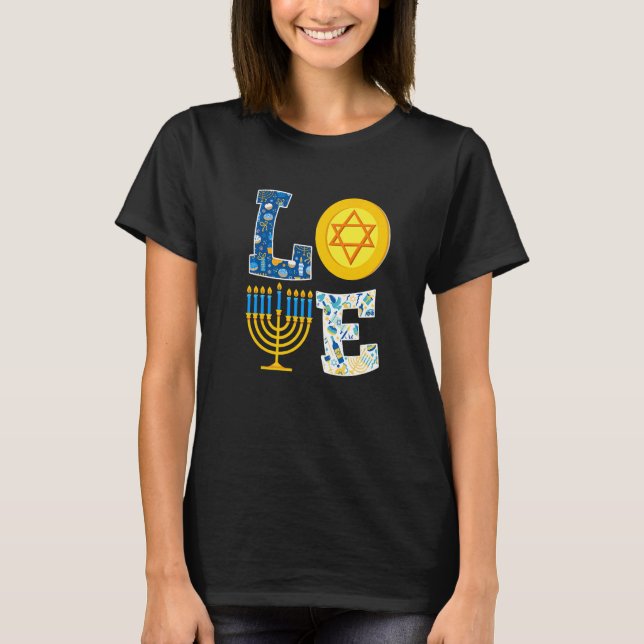 Camiseta Love Hanukkah  Chanukah Menorah Pajama Matching Fa (Anverso)