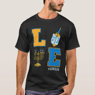 Camiseta Love Hanukkah Cute Jewish Dreidel Menorah Hanukka