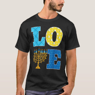 Camiseta LOVE Hanukkah Decoraciones Dreidel Menorah Chanuka