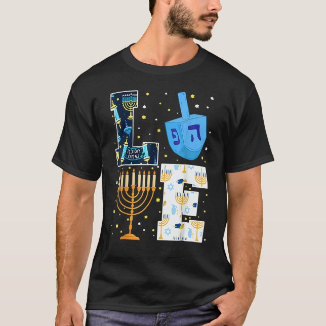 Camiseta LOVE Hanukkah Decorations Dreidel Menorah 2022 Cha (Anverso)