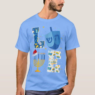 Camiseta Love Hanukkah Decorations Dreidel Menorah Chanukah